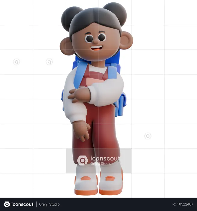 Chica con pose tímida  3D Icon