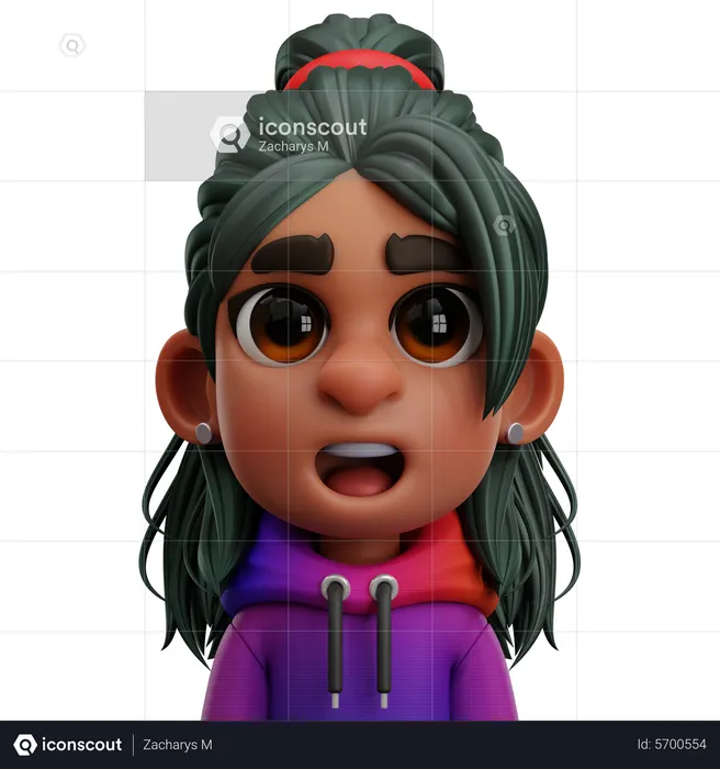 Chica con sudadera con capucha  3D Icon