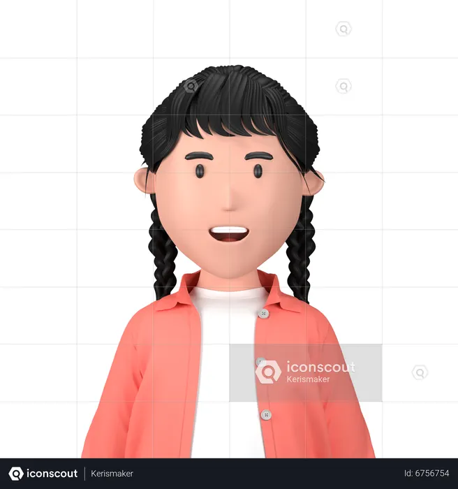 Chica con trenza de pelo  3D Icon