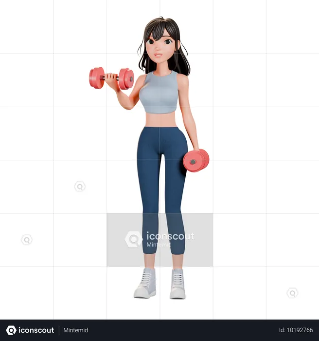 Chica de gimnasio haciendo ejercicio en el gimnasio Entrenamiento de fuerza  3D Illustration