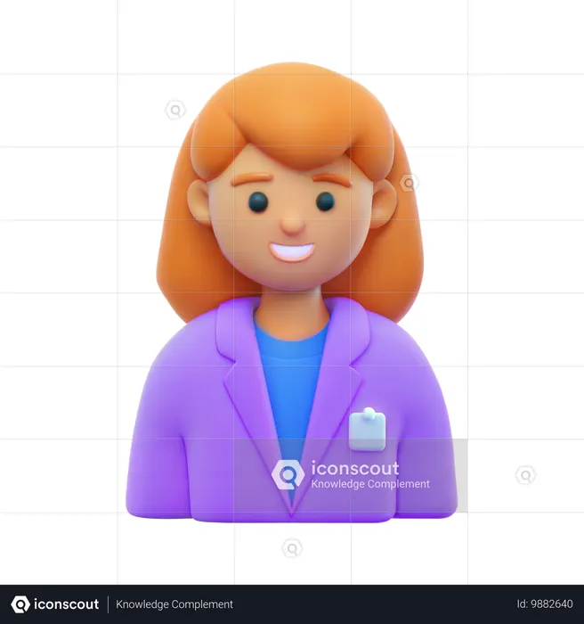 Chica estudiante en bata de laboratorio  3D Icon