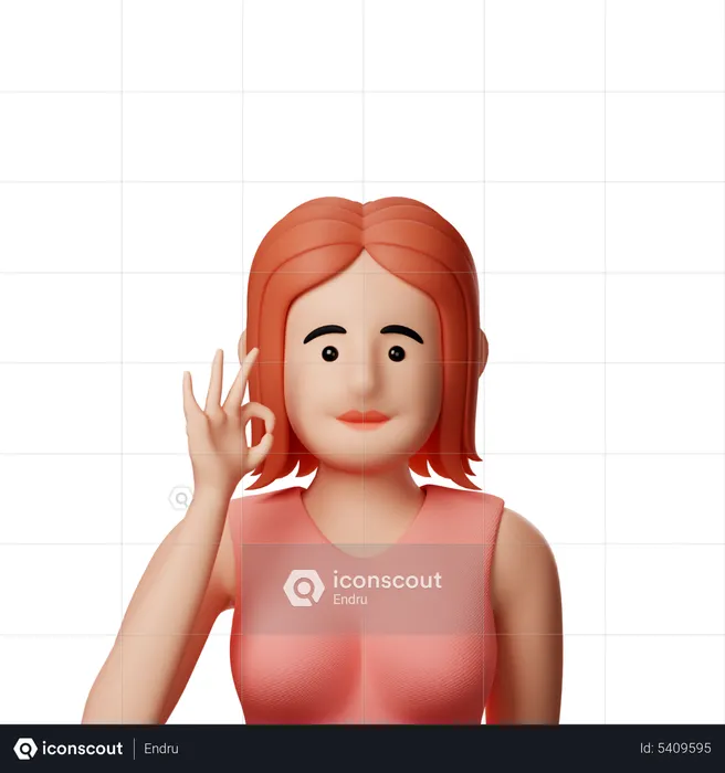 Chica mostrando gesto bien  3D Icon