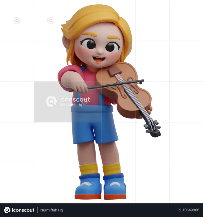 Niña tocando el violín  3D Illustration