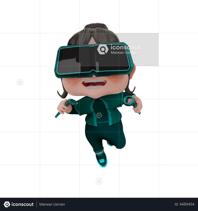 Chica usando gafas vr  3D Illustration