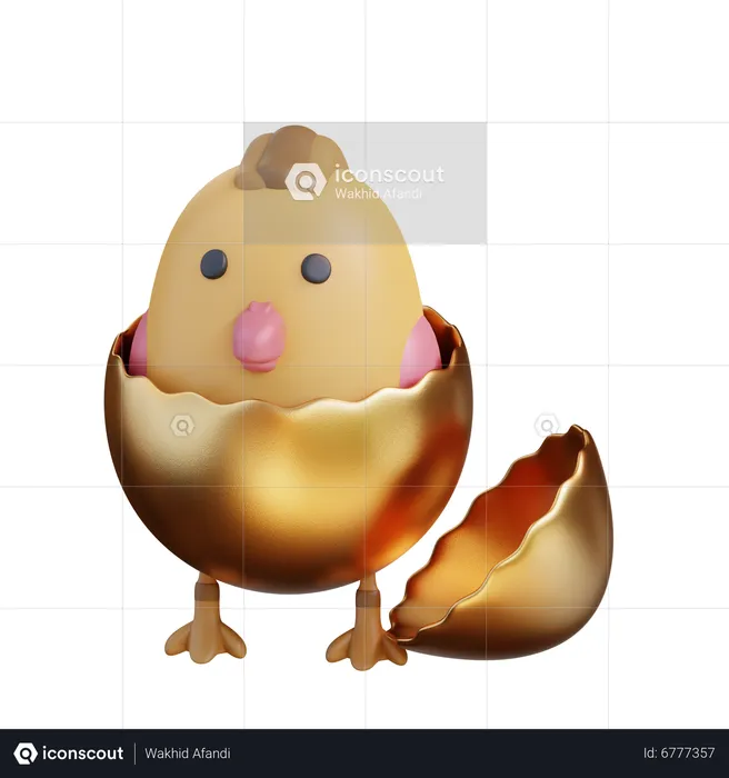 Chick And Golden Egg  3D Icon