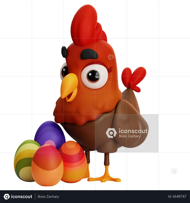 Chick With Eggs  3D Icon