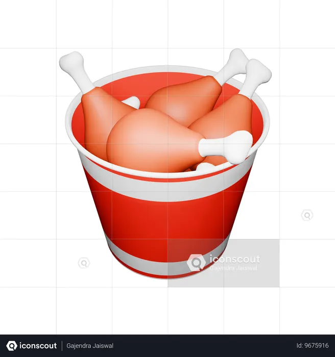 Chicken Bucket  3D Icon