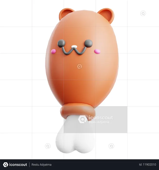 Chicken Cute Food  3D Icon