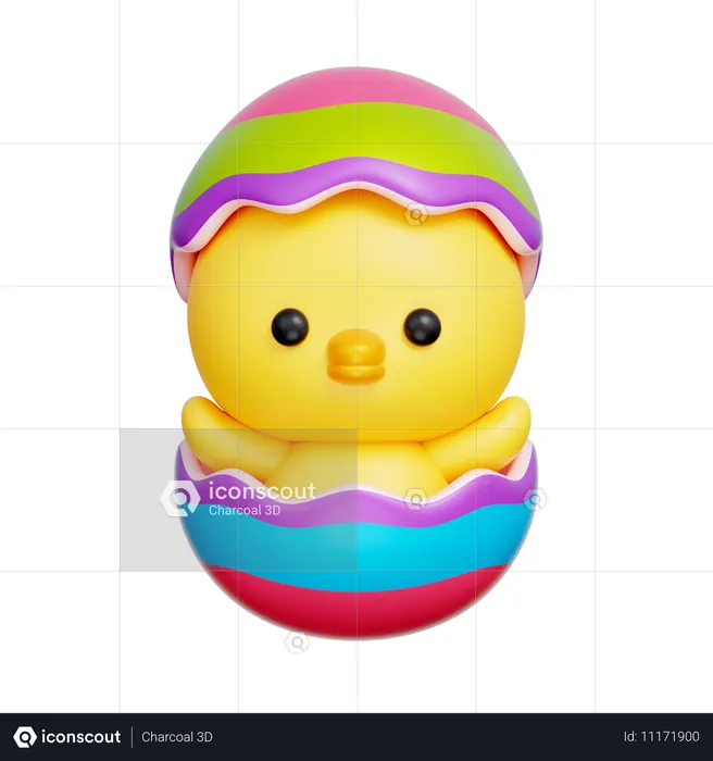 Chicken In Easter Egg  3D Icon