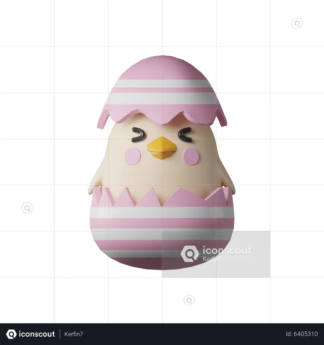 Chicken In Easter Egg  3D Icon