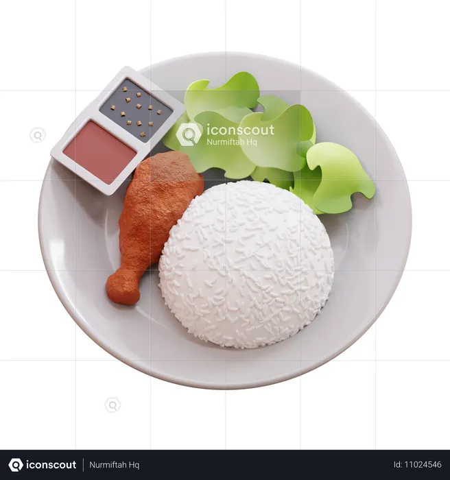 Chicken Rice Meal  3D Icon