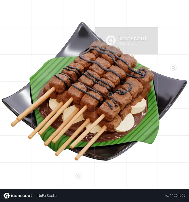 Chicken satay  3D Icon