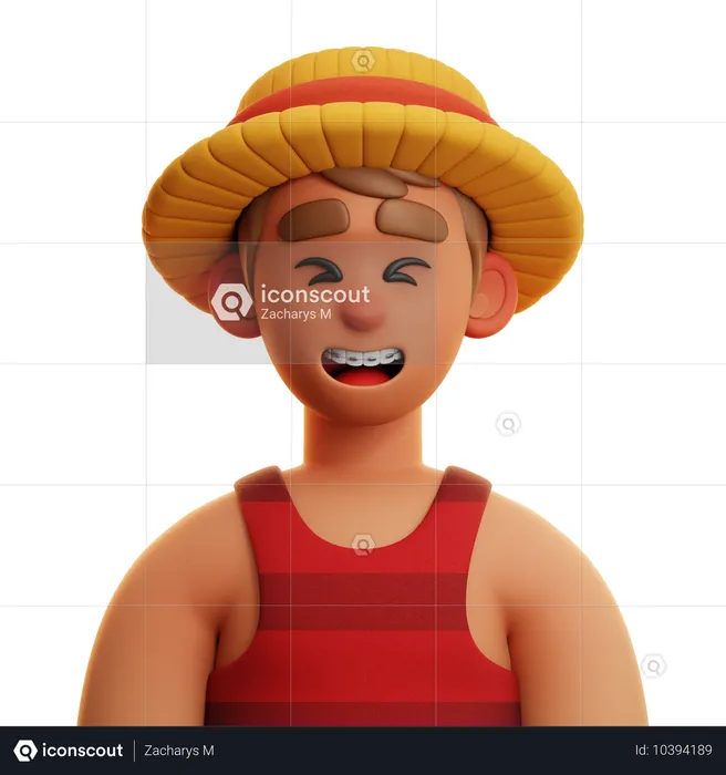 Niño con sombrero de luffy  3D Icon