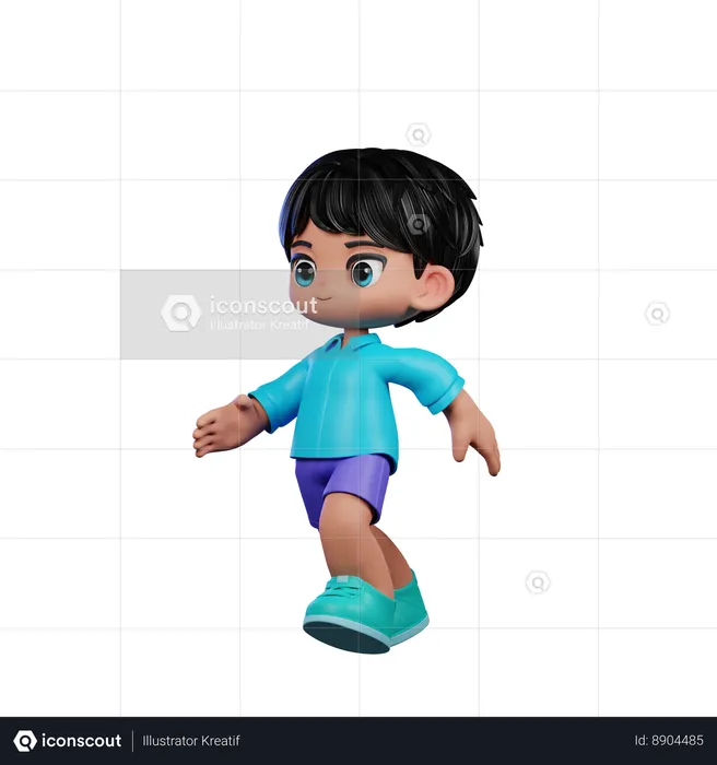 Chico lindo dando pose corriendo  3D Illustration