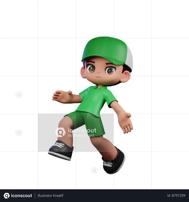 Chico lindo dando pose de salto feliz  3D Icon