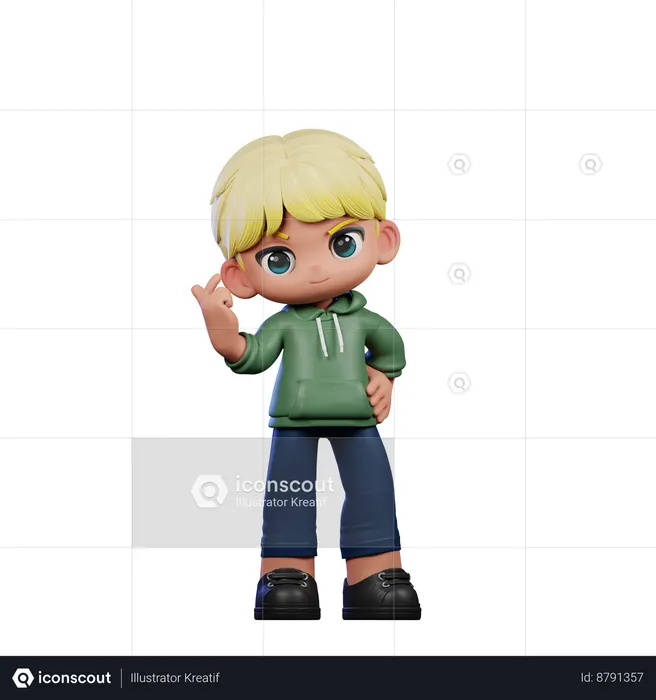 Lindo chico dando pose de signo de amor  3D Illustration