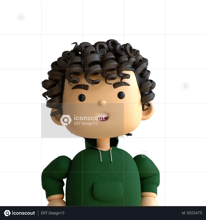 Chico de pelo rizado  3D Icon