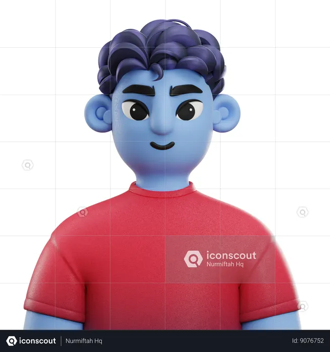 Chico de pelo rizado con camiseta  3D Icon