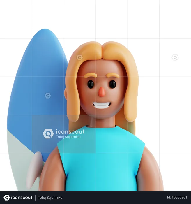 Chico surfista  3D Icon