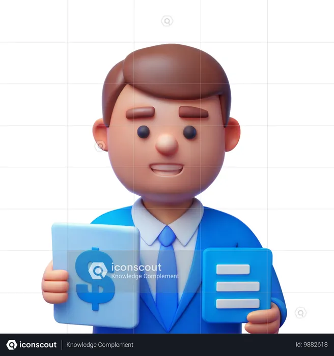 Chief Financial Officer with Financial Statements  3D Icon