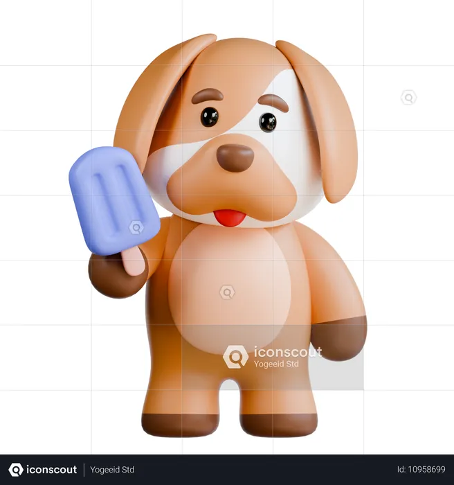 Le chien apporte de la glace  3D Illustration