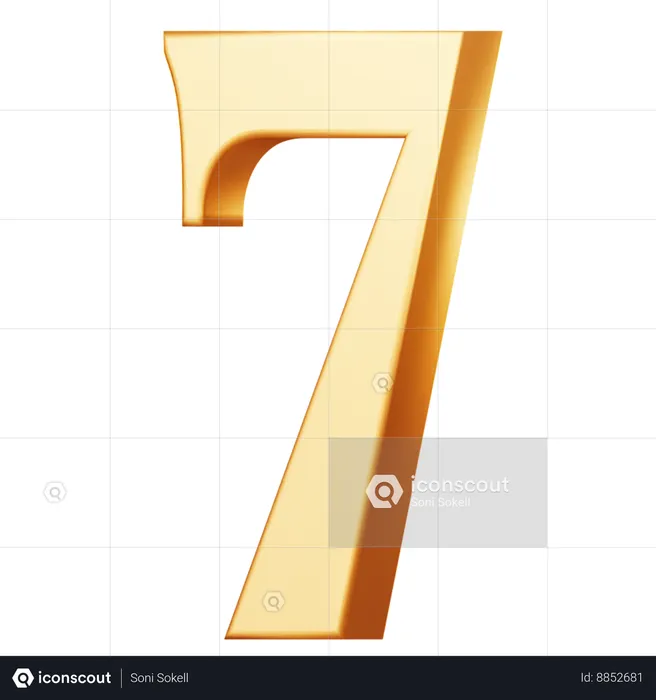 Chiffre d'or sept  3D Icon