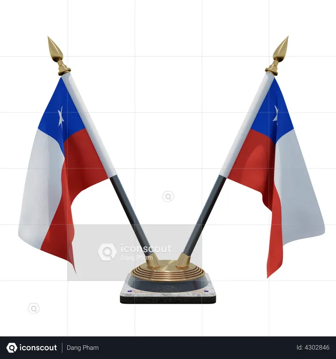 Soporte de bandera de escritorio doble chile Flag 3D Flag