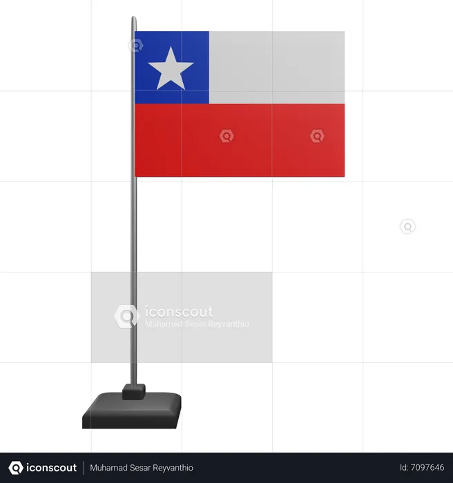 チリの国旗 Flag 3D Icon