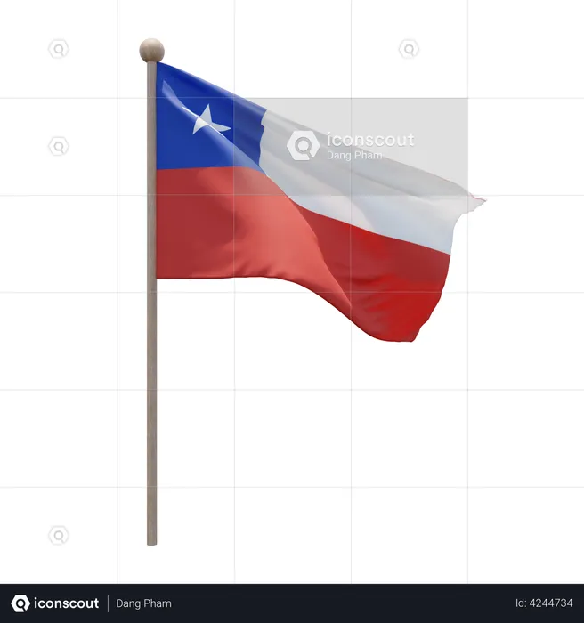 Chile Flagpole Flag 3D Illustration