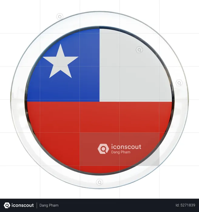 Chile Round Flag Flag 3D Icon
