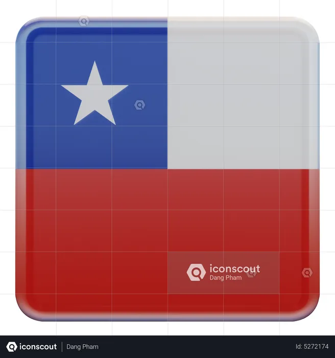 Chile Square Flag Flag 3D Icon
