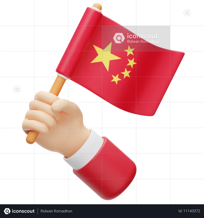 手に中国国旗 Flag 3D Icon