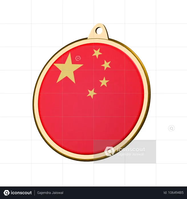 中国国旗メダルバッジ Flag 3D Icon