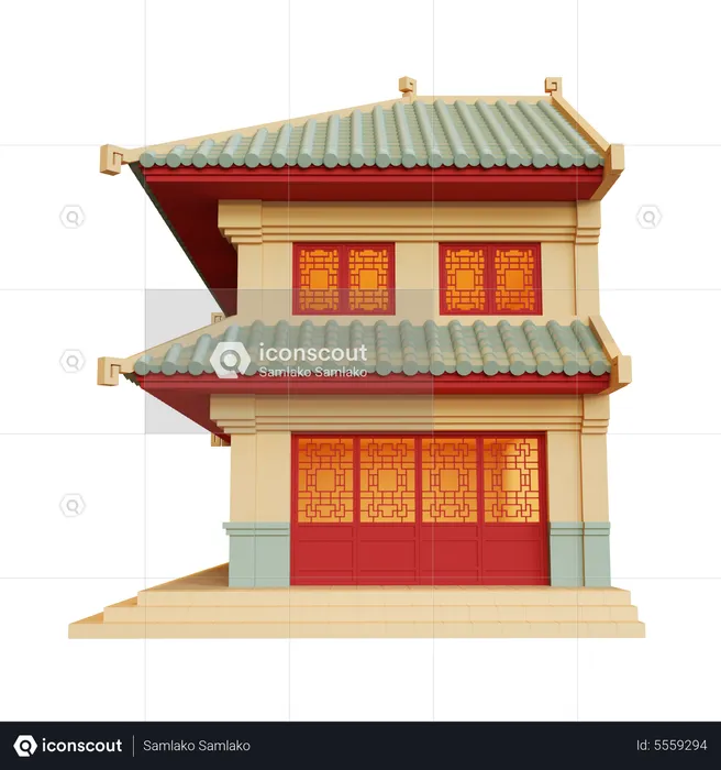 Chinatown Shophouse  3D Icon