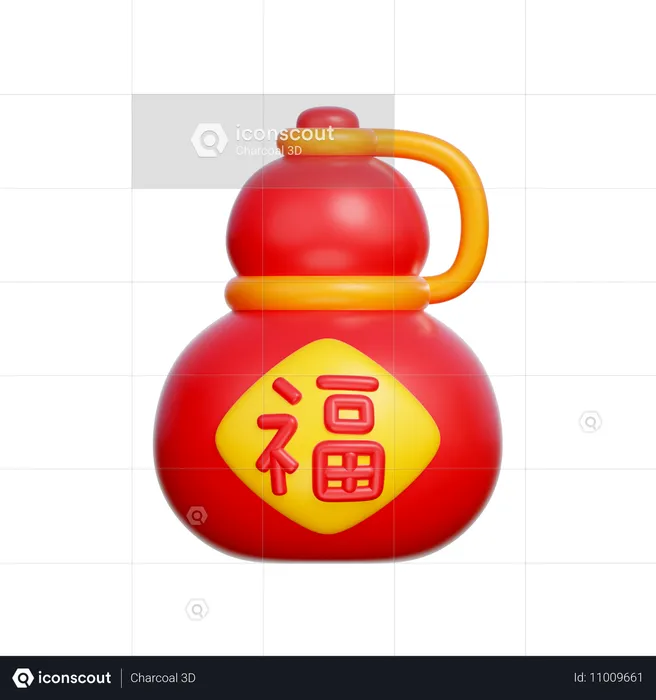 中国のひょうたん瓶  3D Icon