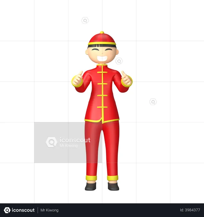 Chinese character wearing traditional clothes  3D Illustration