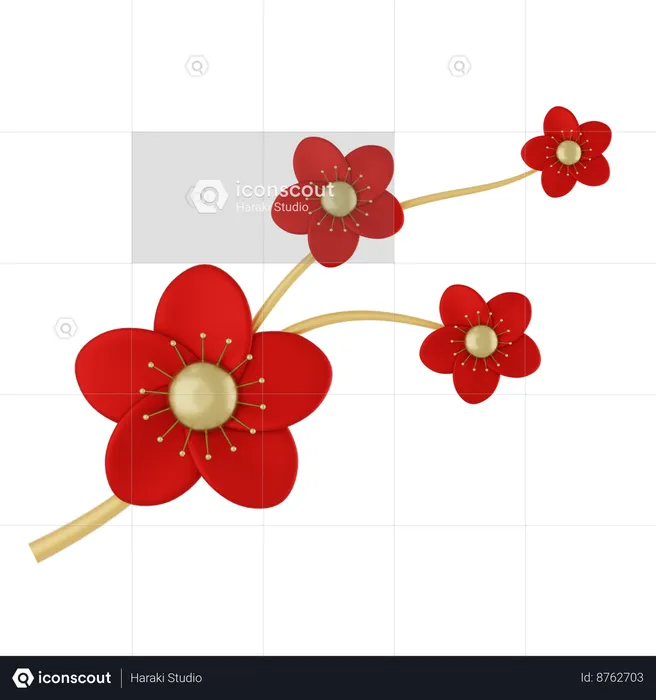 Chinese Cherry Blossom Flower  3D Icon