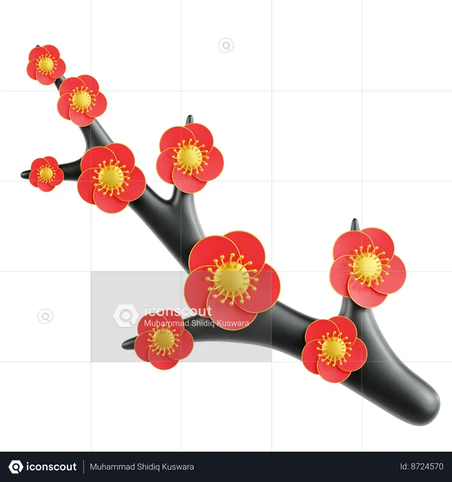 Chinese Cherry Blossom Twig  3D Icon