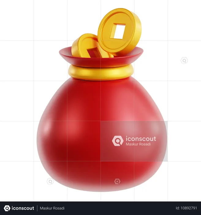 Chinese Coin Bag  3D Icon