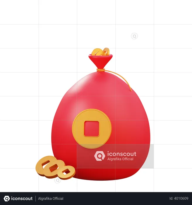 Chinese Coin Bag  3D Illustration