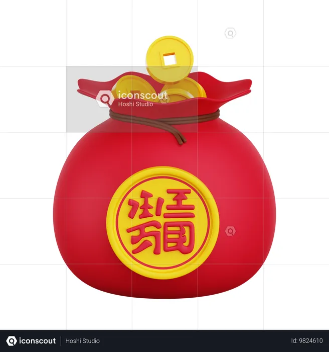 Chinese Coins Bag  3D Icon