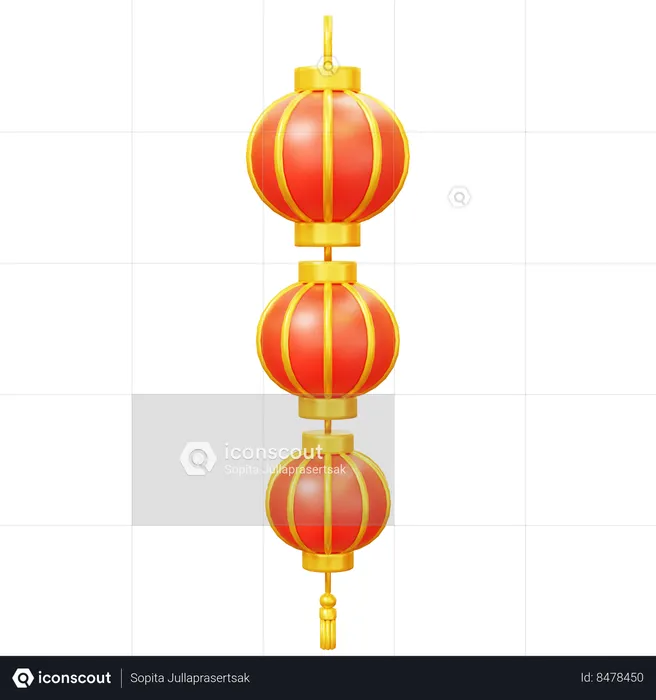 Chinese decorative lantern  3D Icon