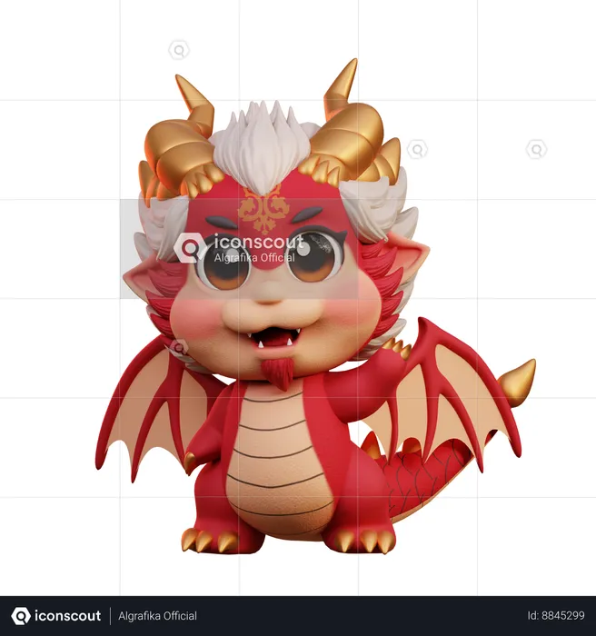 Chinese Dragon Is Waving Hand  3D Illustration