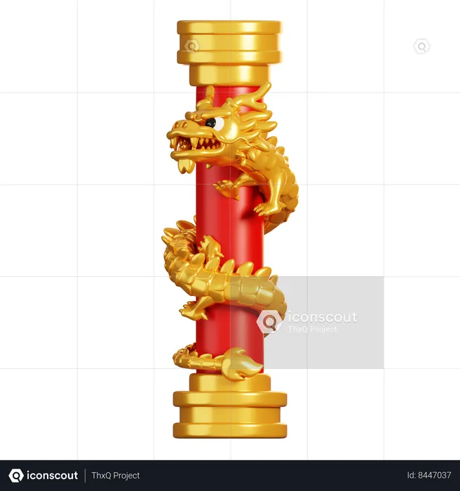 Chinese Dragon on Pole  3D Icon