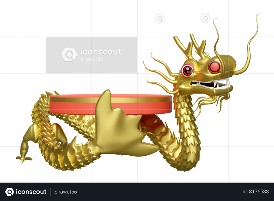 Chinese Dragon Podium  3D Icon