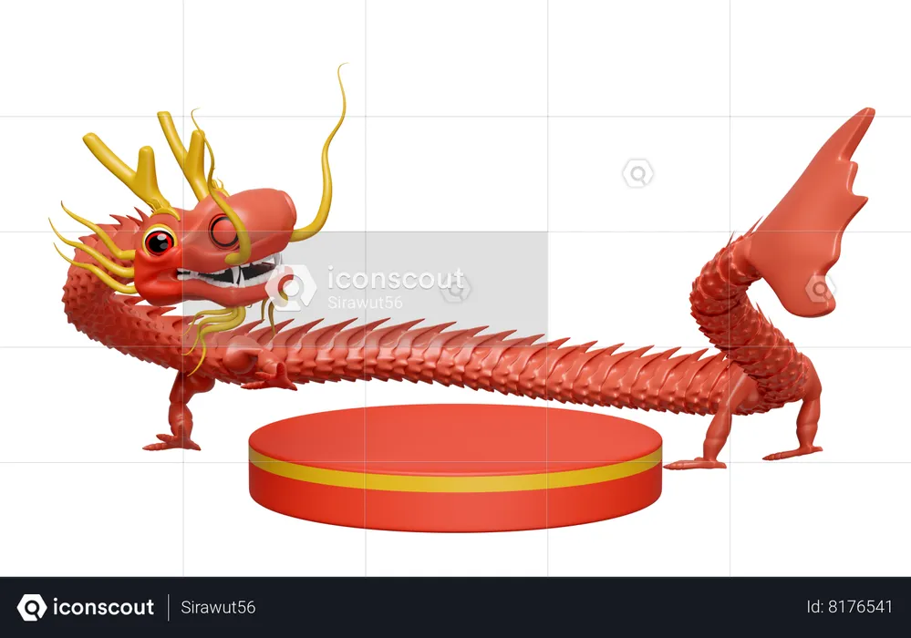 Chinese Dragon Podium  3D Icon