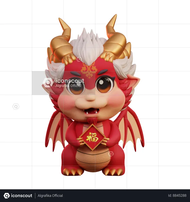 Chinese Dragon With Greeting  3D Illustration