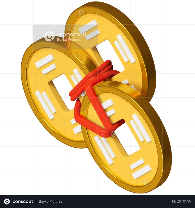 Chinese feng shui coin 3D Illustration