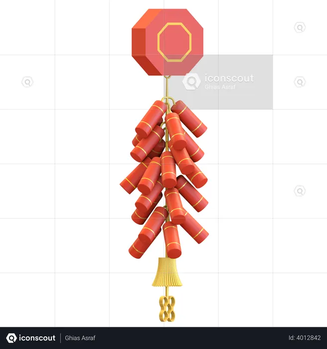 Chinese firecracker  3D Illustration