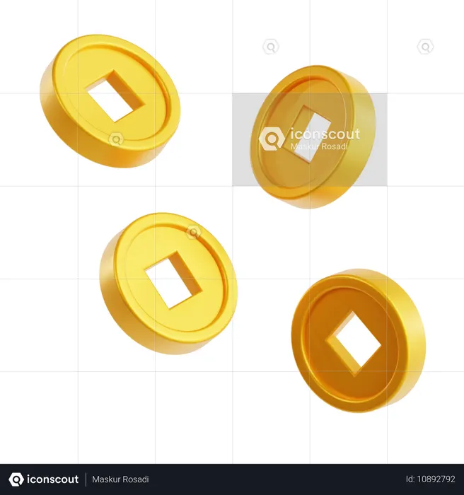 Chinese Fly Coin  3D Icon